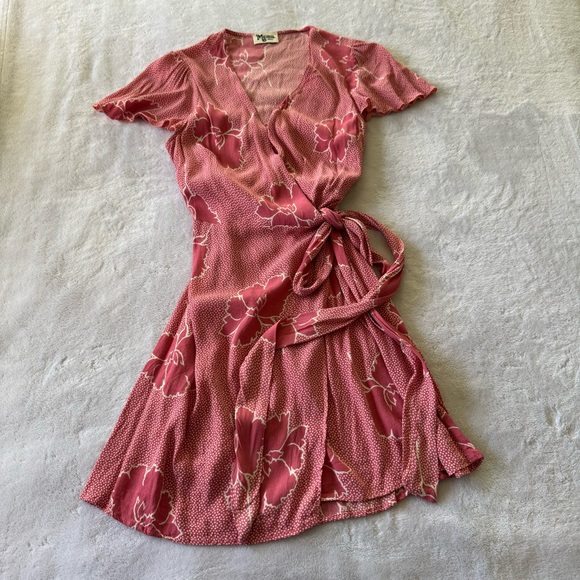 Show Me Your MuMu Grace Wrap Mini Dress Small - Picture 6 of 8